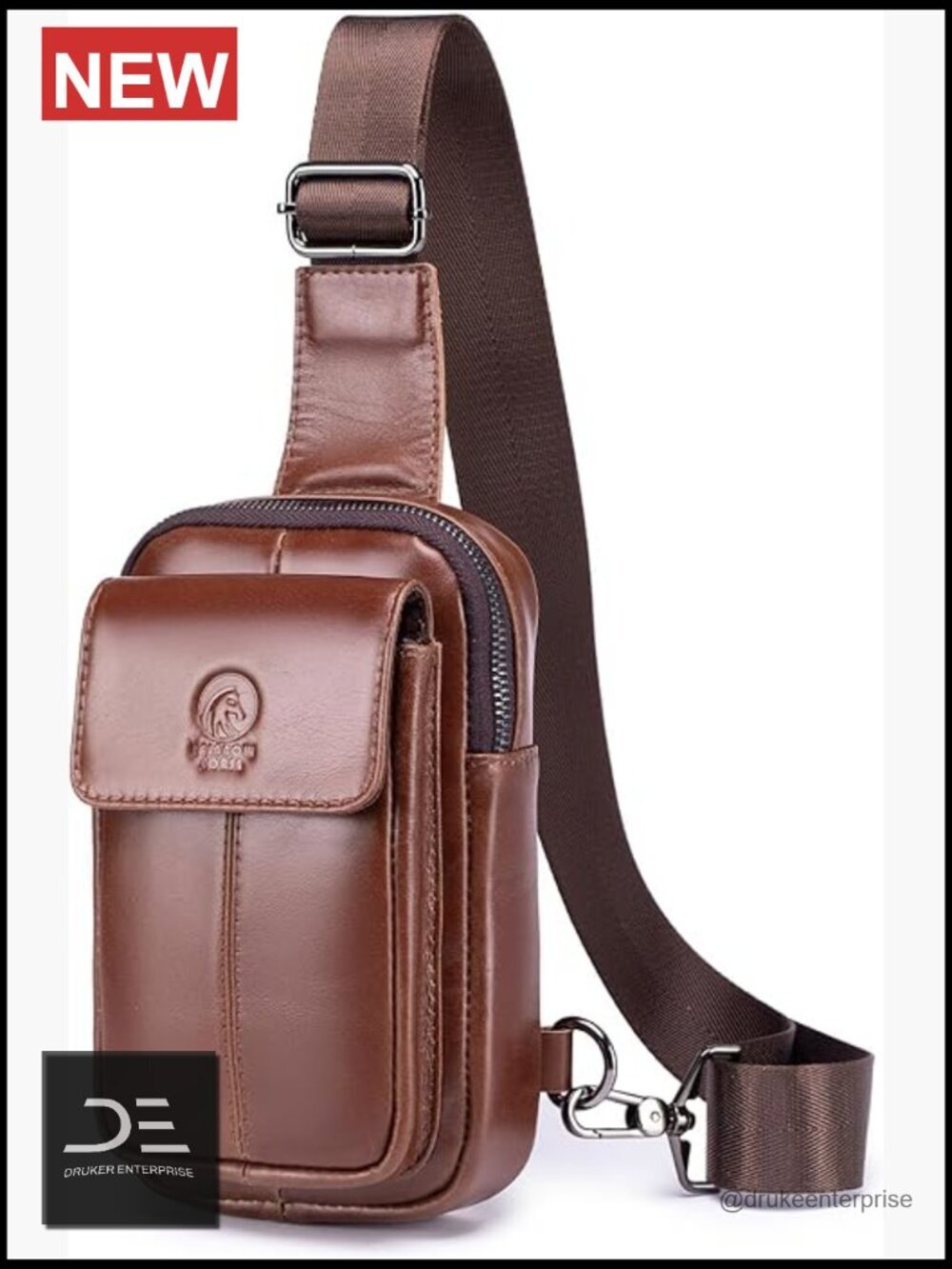Genuine Leather Mini Sling Bag Small Chest Bag Crossbody for Men